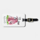 Pink Monogram Golf Bag Gepäckanhänger (Vorderseite horizontal)