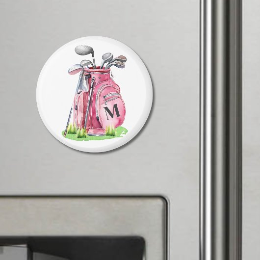 Pink Monogram Golf Bag Magnet