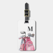 Pink Monogram Initial Golf Gepäckanhänger (Vorderseite vertikal)