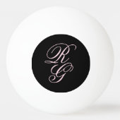 Pink Monogram Initials Script Chic Black Tischtennisball (Vorderseite)