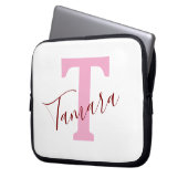 Pink Monogram Laptop Sleeve | Custom Name (Vorderseite Links)