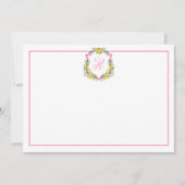 Pink Monogram Lemon Wappen, Custom Danke Card (Vorderseite)