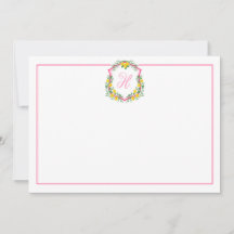 Pink Monogram Lemon Wappen, Custom Danke Card