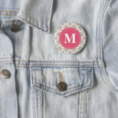 Pink Monogram Linen Grau Quatrefolienmuster Button (Beispiel)