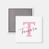 Pink Monogram Magnet | Custom Name (Vorderseite/Rückseite)