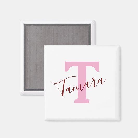 Pink Monogram Magnet | Custom Name (Vorderseite/Rückseite)