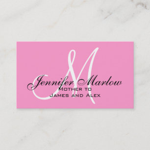 Pink Monogram Mommy Calling Card Telefonnummerkarte