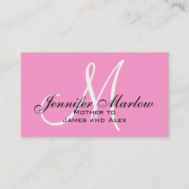 Pink Monogram Mommy Calling Card Telefonnummerkarte
