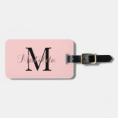 Pink Monogram Name Address Giron Modern Gepäckanhänger (Vorderseite horizontal)
