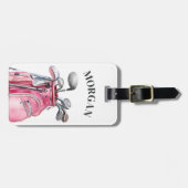 Pink Monogram Name Golf Gepäckanhänger (Vorderseite horizontal)