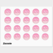Pink Monogram Name Script Runder Aufkleber (Blatt)