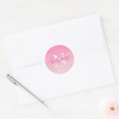 Pink Monogram Name Script Runder Aufkleber (Umschlag)