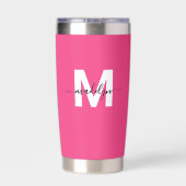 Pink Monogram Name Thermobecher (Rückseite)