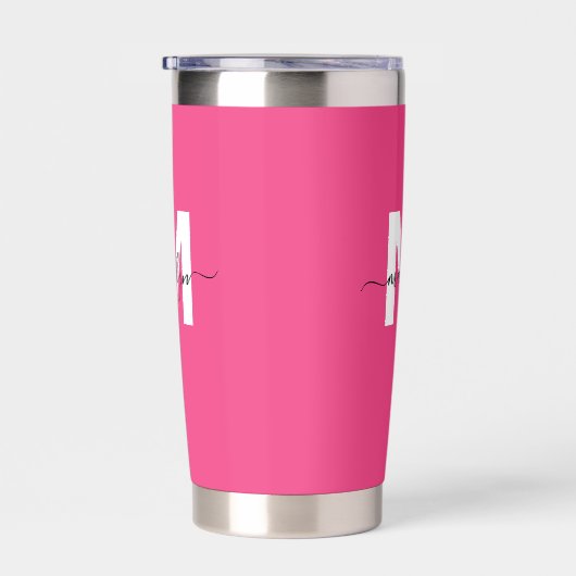 Pink Monogram Name Thermobecher (Rechts)