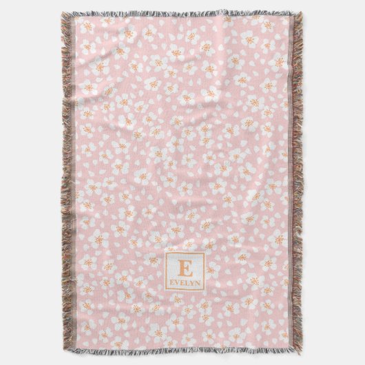 Pink Monogram Name Throw Blanket Decke (Vorderseite Vertikal)