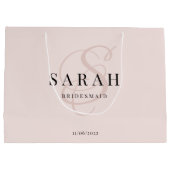 Pink Monogram Personalisiert Bridesmaid Große Geschenktüte (Rückseite)