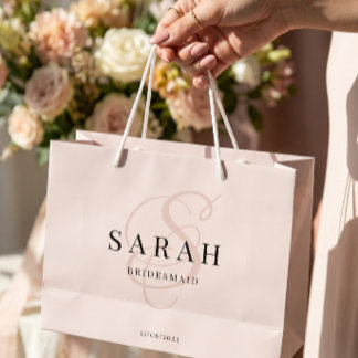 Pink Monogram Personalisiert Bridesmaid Große Geschenktüte
