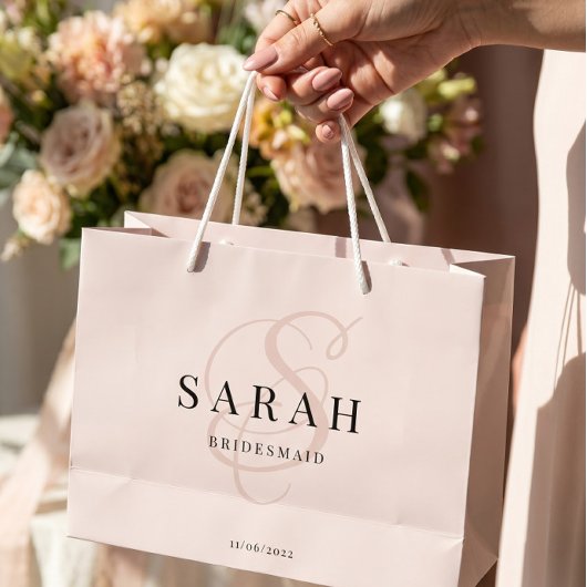 Pink Monogram Personalisiert Bridesmaid Große Geschenktüte