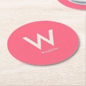Pink Monogram Persönliches Party Runder Pappuntersetzer (Angewinkelt)