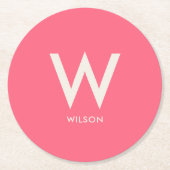 Pink Monogram Persönliches Party Runder Pappuntersetzer (Vorderseite)