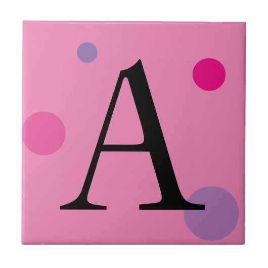 PINK MONOGRAM POLKA DOT TITEL FLIESE (Vorderseite)