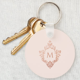 Pink Monogram Rose Gold Wappen Elegant Vintage  Schlüsselanhänger