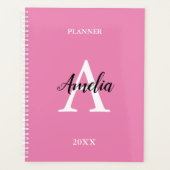 Pink Monogram Script Inspiration Planner Planer (Vorderseite)