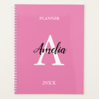 Pink Monogram Script Inspiration Planner