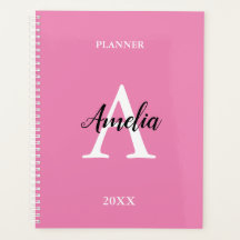Pink Monogram Script Inspiration Planner