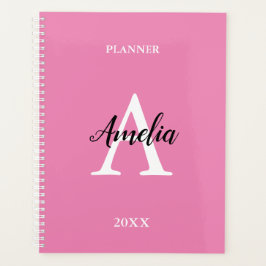 Pink Monogram Script Inspiration Planner Planer