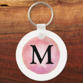 Pink Monogram Wasserfarbenzeichen Circle Schlüsselanhänger (Vorderseite)