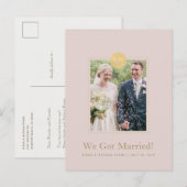 Pink Monogram Wedding Announcement Foto Postkarte (Vorne/Hinten)