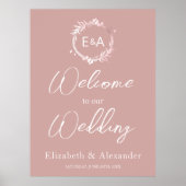 Pink Monogram Wedding Welcome Sign Foam Boar Poster (Vorne)