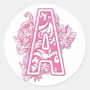 PINK MONOGRAMM A RUNDER AUFKLEBER