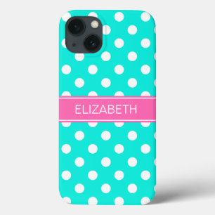 Pink-Monogramm der helles Aqua-weißes Tupfen-#2 Case-Mate iPhone Hülle