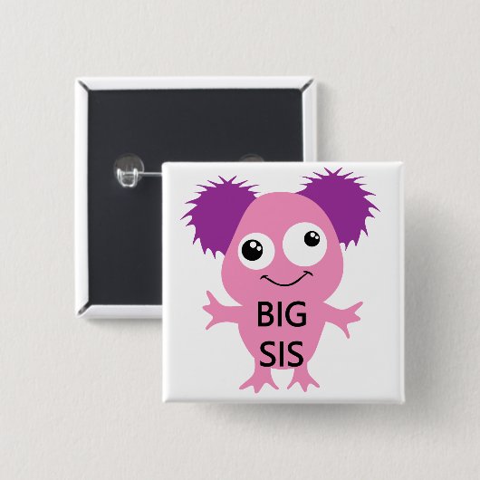 Pink Monster Big Sister Button (Vorne & Hinten)