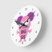 Pink Monster Big Sister Runde Wanduhr (Winkel)