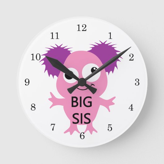 Pink Monster Big Sister Runde Wanduhr (Vorderseite)
