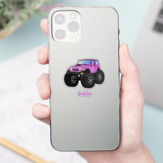 Pink Monster LKW Cartoon Illustration Aufkleber (Telefon)