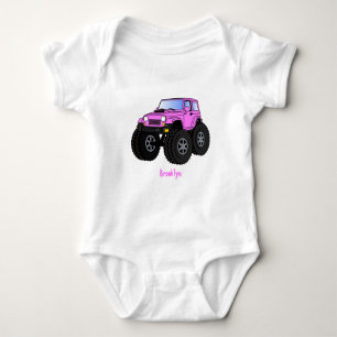 Pink Monster LKW Cartoon Illustration Baby Strampler