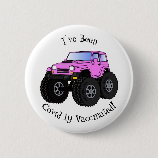 Pink Monster LKW Cartoon Illustration Button (Vorderseite)