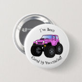 Pink Monster LKW Cartoon Illustration Button (Vorne & Hinten)