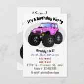 Pink Monster LKW Cartoon Illustration Einladung (Vorne/Hinten)