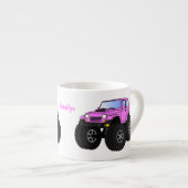 Pink Monster LKW Cartoon Illustration Espressotasse (Vorderseite Rechts)