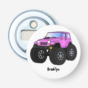 Pink Monster LKW Cartoon Illustration Flaschenöffner