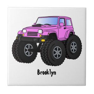 Pink Monster LKW Cartoon Illustration Fliese