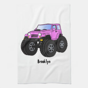 Pink Monster LKW Cartoon Illustration Geschirrtuch
