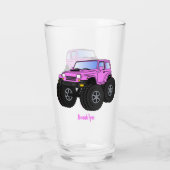 Pink Monster LKW Cartoon Illustration Glas (Rückseite)