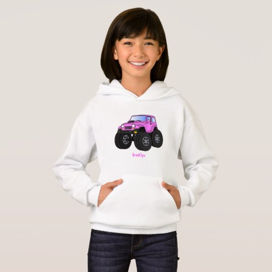 Pink Monster LKW Cartoon Illustration Hoodie (Vorne ganz)