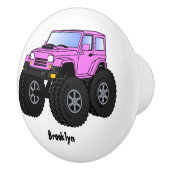 Pink Monster LKW Cartoon Illustration Keramikknauf (Rechts)